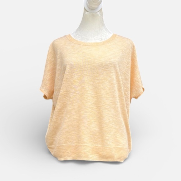 Ellen Tracy Tops - Ellen Tracy Round Neck Dolman Short Sleeve Blouse in Golden Peach Size Medium